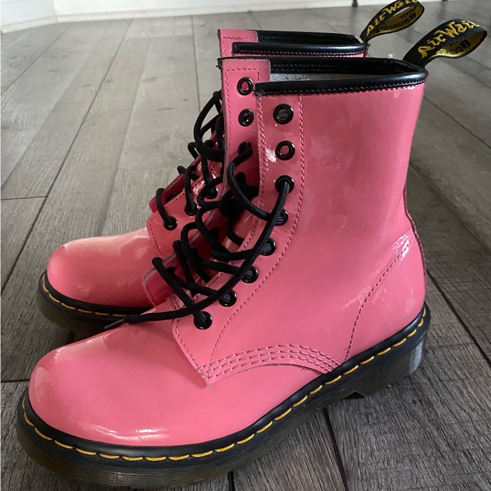 Dr. Martens Pink Patent Leather Boots - Picture 6 of 9